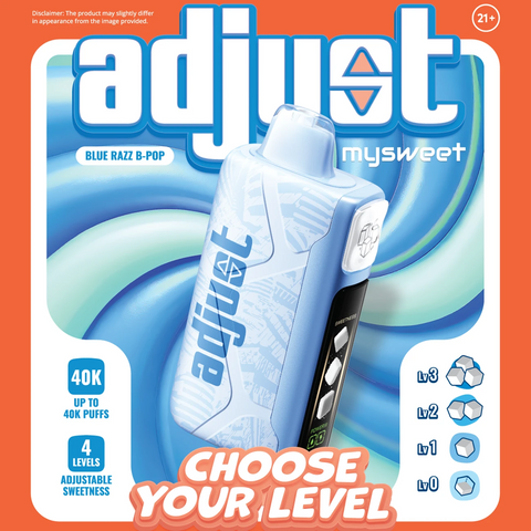 Adjust mysweet 40k disposable vape with 40000 puffs and sleek compact design.