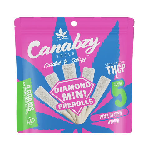 Canabzy THC-P Mini Preroll 5ct Pink Starpop with bright candy-fruit sweetness
