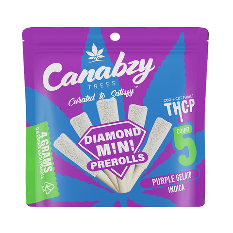 Canabzy THC-P Mini Preroll 5ct Purple Gelato with creamy, berry-rich hybrid taste