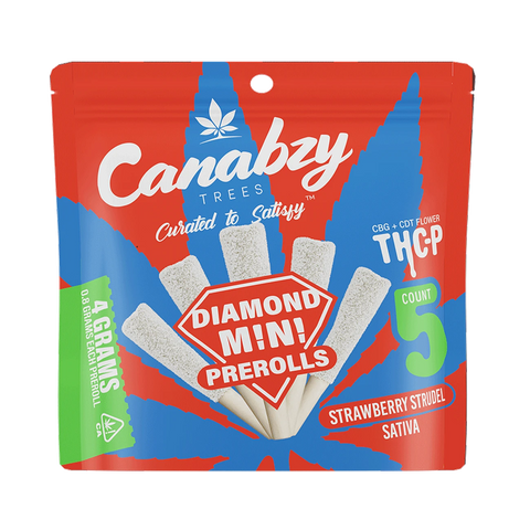 Canabzy THC-P Mini Preroll 5ct Strawberry Strudel with warm, fruity dessert flavor