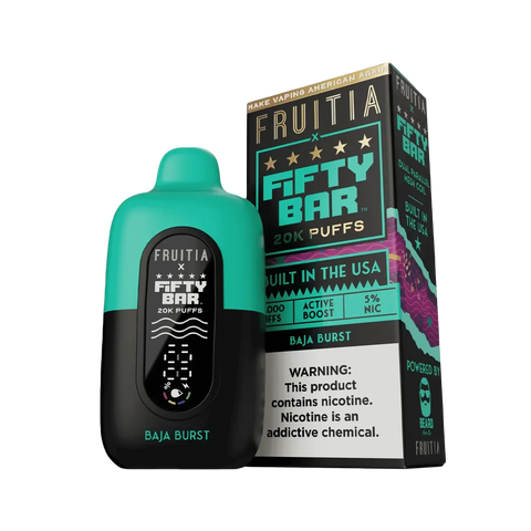 Fifty Bar X Fruitia 20K Disposable Vape – Baja Burst.