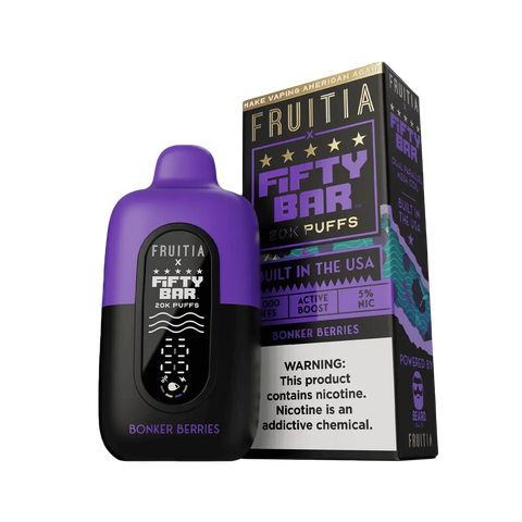 Fifty Bar X Fruitia 20K Disposable Vape – Bonker Berries.