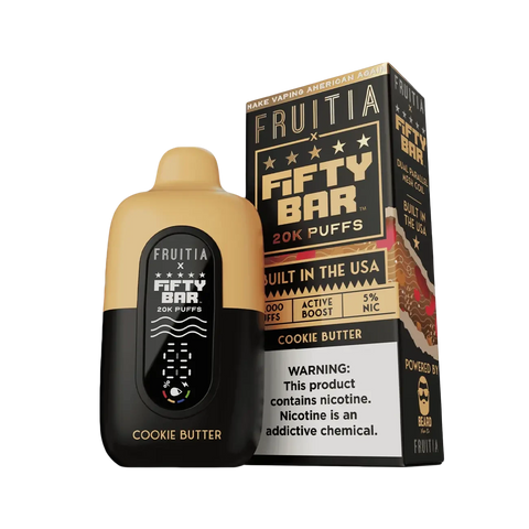 Fifty Bar X Fruitia 20K Disposable Vape – Cookie Butter.