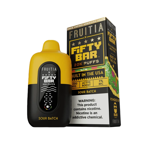 Fifty Bar X Fruitia 20K Disposable Vape – Sour Batch.