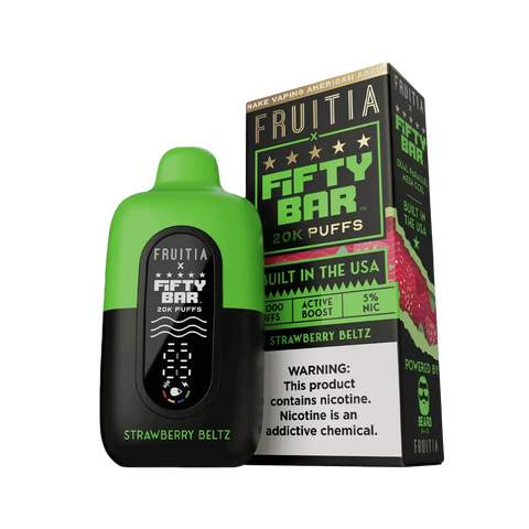Fifty Bar X Fruitia 20K Disposable Vape – Strawberry Beltz.