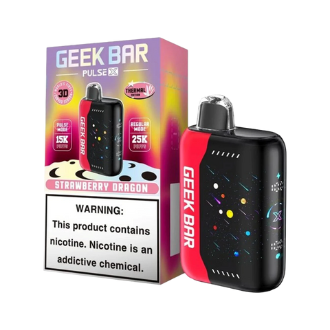 Geek Bar Pulse X Strawberry Dragon flavor – Disposable vape with exotic strawberry-dragonfruit flavor in thermal design
