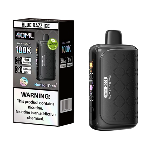 HorizonTech 100K Disposable Blue Razz Ice with tart berry and icy finish