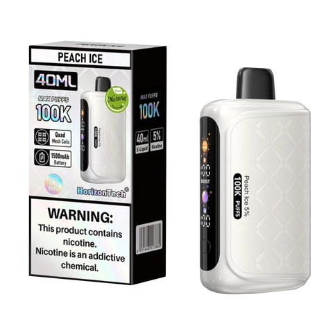 HorizonTech 100K Disposable Peach Ice with sweet peach and frosty exhale