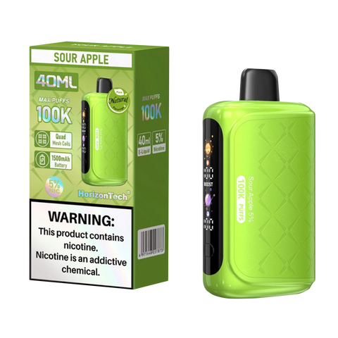 HorizonTech 100K Disposable Sour Apple with tart green apple burst