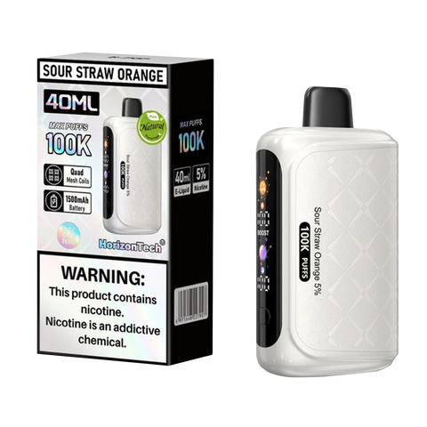 HorizonTech 100K Disposable Sour Straw Orange with citrus candy-inspired flavor