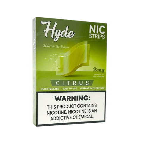 Hyde Nicotine Strips 2mg - 20ct in Citrus flavor with fresh, smoke-free nicotine strip design