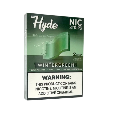 Hyde Nicotine Strips 2mg - 20ct in Wintergreen flavor with crisp, discreet nicotine strip design