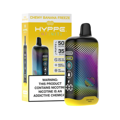 Chewy Banana Freeze – Hyppe Infiniti vape with banana candy and menthol cool
