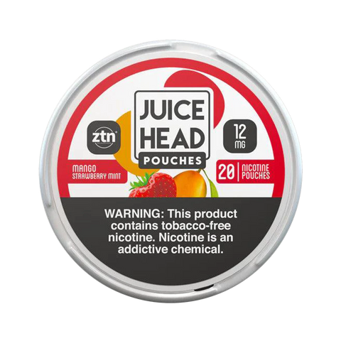 Juice Head Nicotine Pouches 12mg Mango Strawberry Mint with bold, tropical sweetness