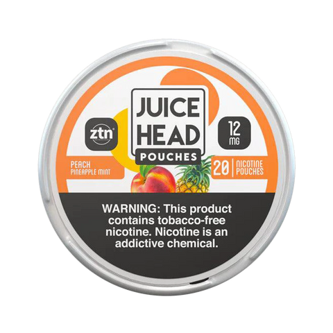 Juice Head Nicotine Pouches 12mg Peach Pineapple Mint delivering icy fruit fusion