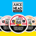 Juice Head Nicotine Pouches 6mg and 12mg cans with fruit mint flavors, tobacco-free