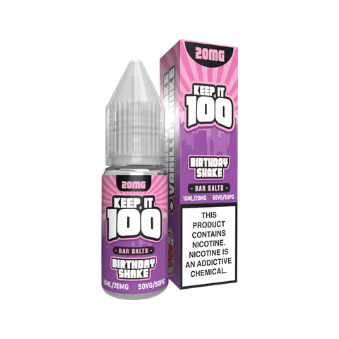 Keep It 100 Bar Salt 20mg Birthday Shake – vanilla cake dessert vape with 20mg nicotine