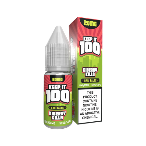 Keep It 100 Bar Salt 20mg Kiberry Killa – sweet kiwi and strawberry vape with clean vapor