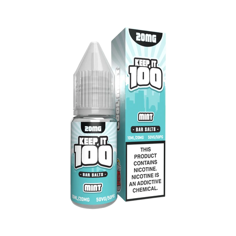Keep It 100 Bar Salt 20mg Mint – crisp menthol salt nicotine vape juice for pod devices