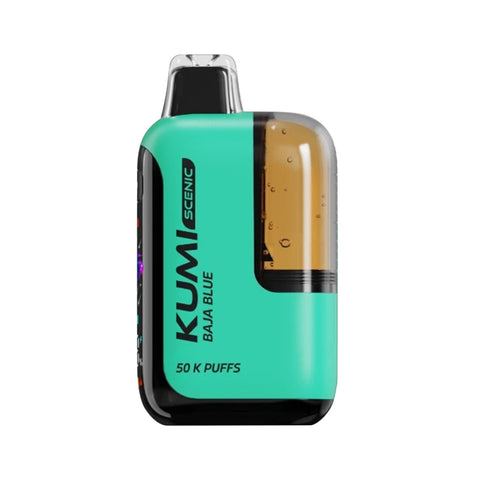 Kumi Scenic 50K Vape in Baja Blue flavor with vibrant blue packaging and 50K puff label