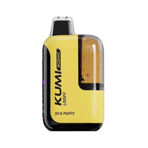 Kumi Scenic 50K Vape in Loopy flavor with cereal-inspired colors and fruity swirl design