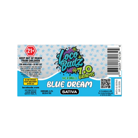 Loco Budz 7g THC-A Smalls Blue Dream Sativa.