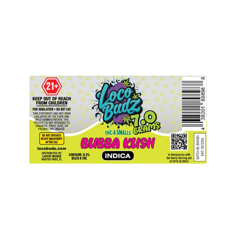 Loco Budz 7g THC-A Smalls Bubba Kush Indica