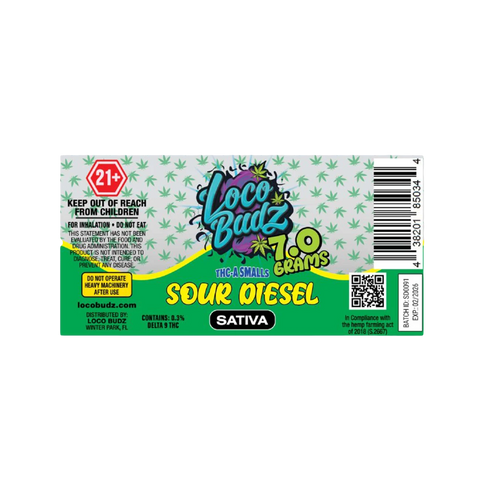 Loco Budz 7g THC-A Smalls Sour Diesel Sativa