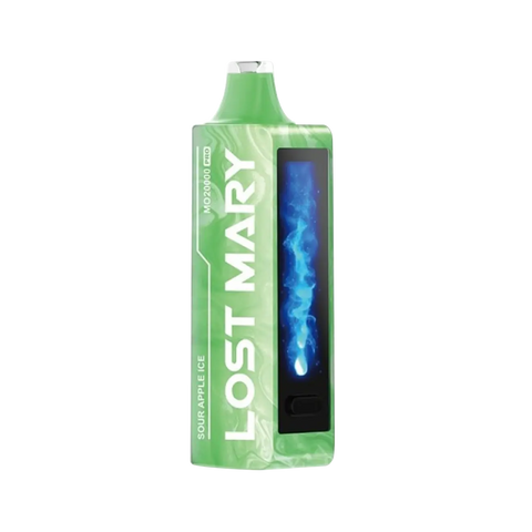 Lost Mary MO20000 Pro in Sour Apple Ice flavor with tart green apple and menthol visuals