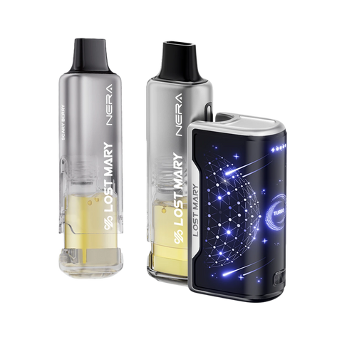 Scary Berry Lost Mary NERA Fullview 70K Disposable Kit with mesh coils, LED screen, and 800mAh rechargeable battery