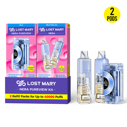 Lost Mary Nera Pureview 40K in Blue Razz Ice flavor with mesh coil technology for consistent vapor and flavor