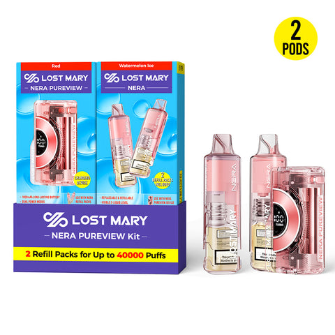 Lost Mary Nera Pureview 40K in Watermelon Ice flavor with long-lasting performance and refillable pod compatibility