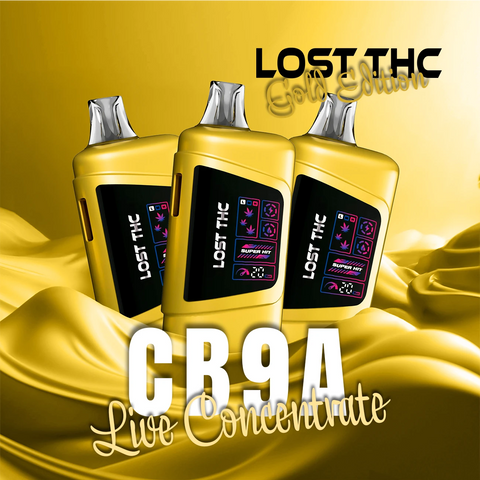 Lost THC V3 7.5g CB9A Disposable Gold Edition with premium cannabinoids and Mega Display