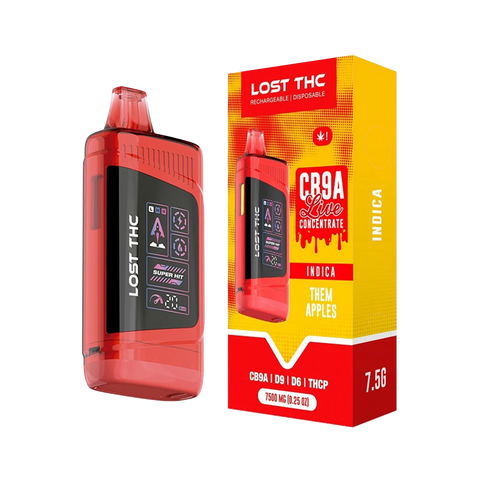 Lost THC V3 7.5g CB9A Disposable - Them Apples (Indica) flavor. 