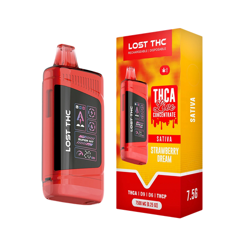 Lost THC V3 7.5g CB9A Disposable - Strawberry Dream (Sativa) flavor. 