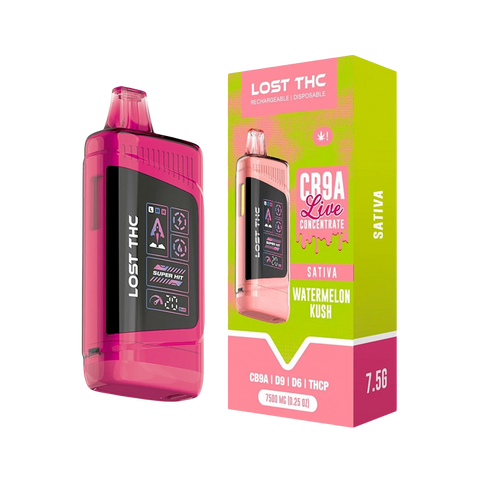 Lost THC V3 7.5g CB9A Disposable - Watermelon Dream (Sativa) flavor. 