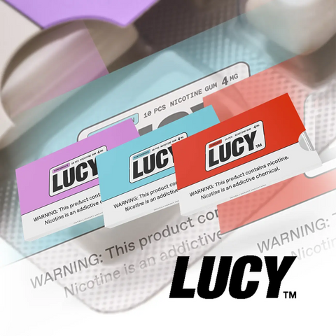 Lucy Nicotine Gum assorted flavors in 2mg, 4mg, and 6mg strengths