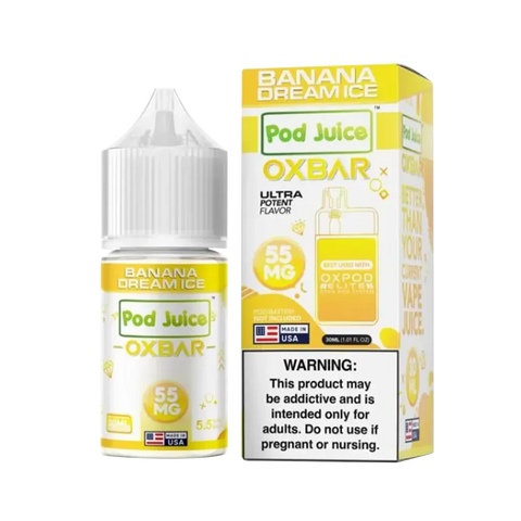 Banana Dream Ice by Oxbar x Pod Juice – banana-flavored synthetic salt e-liquid with a cool menthol finish