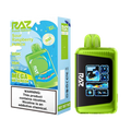 Green Raz LTX Punch Edition vape offering Sour Raspberry Punch flavor, 25K puffs, and Mega HD screen.