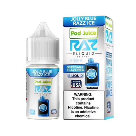 Jolly Blue Razz Ice – double blue raspberry candy with icy finish in RAZ x Pod Juice 30ml