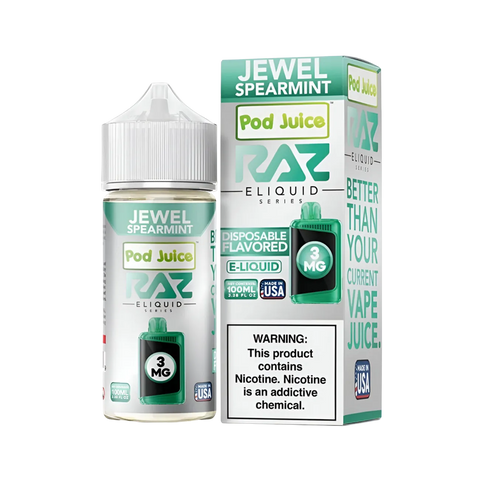 RAZ x Pod Juice Jewel Spearmint 100ml - Cool spearmint synthetic salt e-liquid