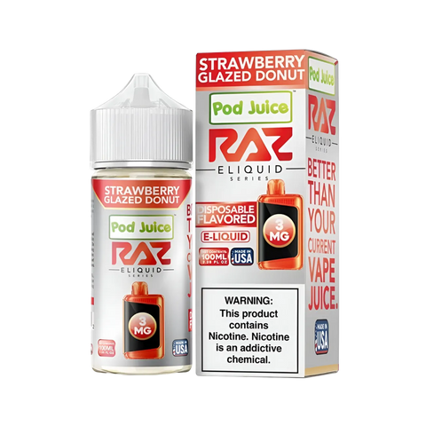 RAZ x Pod Juice Strawberry Glazed Donut 100ml - Dessert vape with strawberry donut flavor