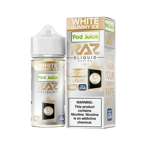 RAZ x Pod Juice White Gummy Ice 100ml - Icy white gummy candy synthetic vape juice