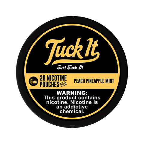 Tuck It Nicotine Pouches 6mg Peach Pineapple Mint can – fruity and minty nicotine blend
