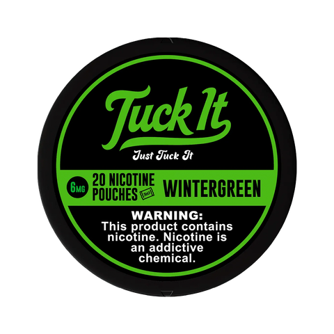 Tuck It Nicotine Pouches 6mg Wintergreen flavor can – bold mint nicotine pouches with herbal notes