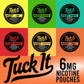 Tuck It Nicotine Pouches 6mg all flavors – Lemon, Wintergreen, Spearmint, Peppermint, Peach Pineapple Mint, Mango shown in color grid