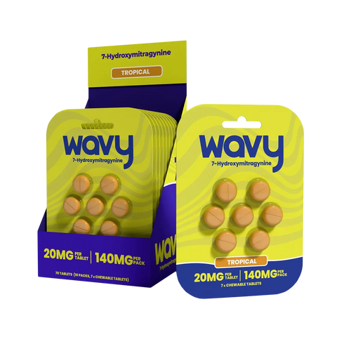 Wavy Kratom 20mg Tropical – flavored chewable kratom tablets for daily energy and mood support